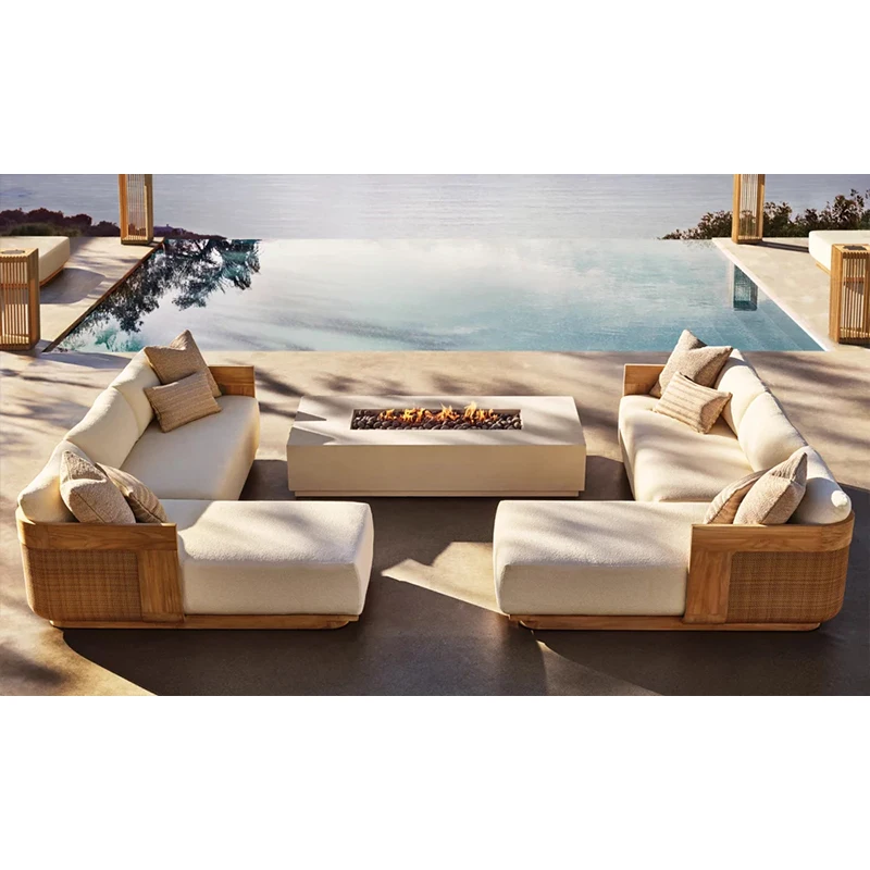 Luxury Garden Furniture Design Lounge Patio Modular Sets Modern Corner Sectional Outdoor Teak Sofa