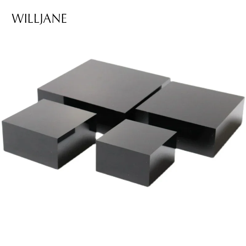 Thick Acrylic Solid Riser Black Perspex Stamping Block Jewelry Cosmetic Counter Display Case Doll Holder Home Decoration Sheet