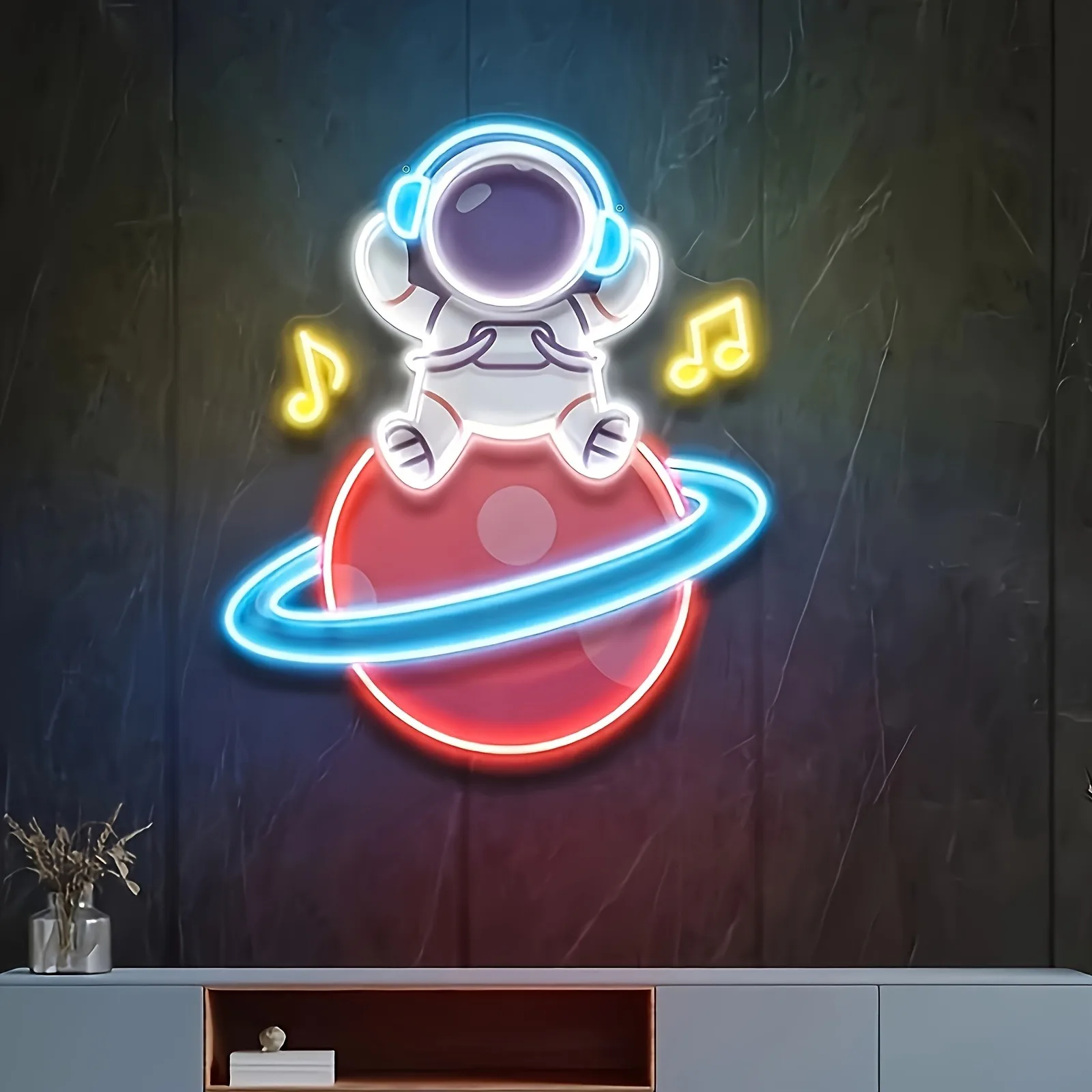

Астронавт неоновый настенный светильник с УФ-печатью музыкальный символ фреска с питанием от USB красочные светодиодные настенные рисунки для игровой комнаты украшения для вечеринок