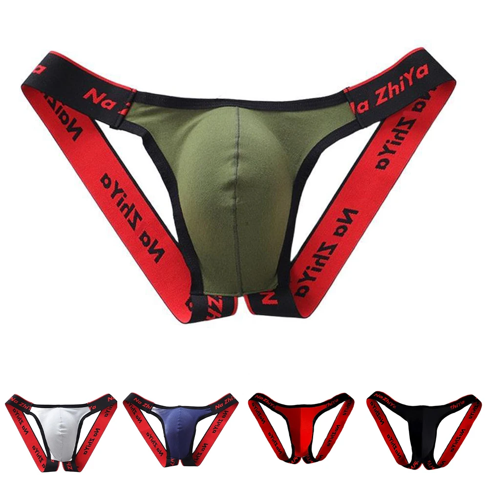 

Cotton S-Tring Underwear Black Breathable Pouch Panties Classic Theme Style Color Matching Pattern Comfortable Wear