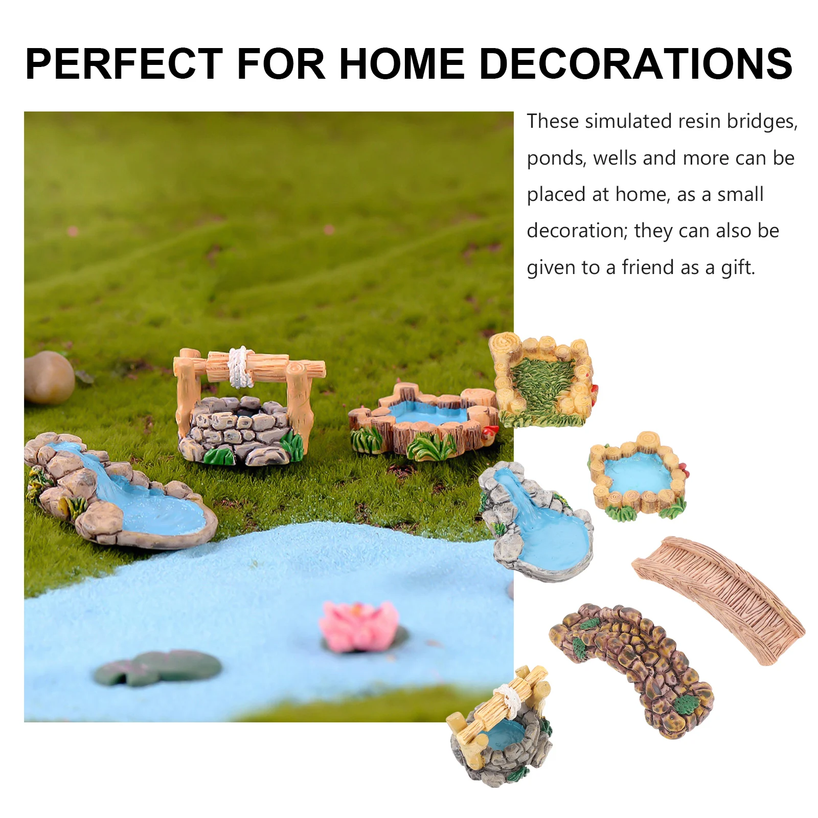 

6 Retro Resin Decorative Pieces Lifelike Statues for Fairy Garden Office Shelf DIY Home nament Vintage Style Micro L Decor