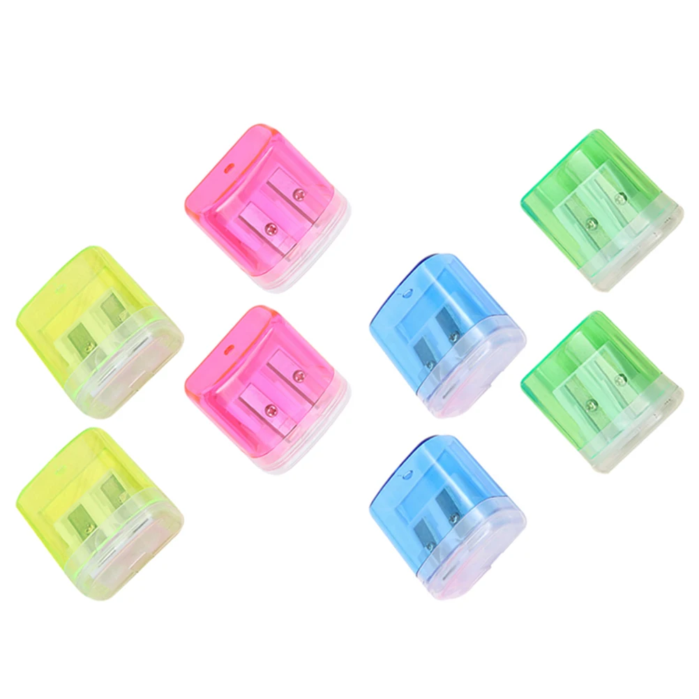 

8 Pcs Double Hole Pencil Sharpener H held Colored Metal Office School Supplies Manual Sharpeners Efficient Tool Study Work Gift