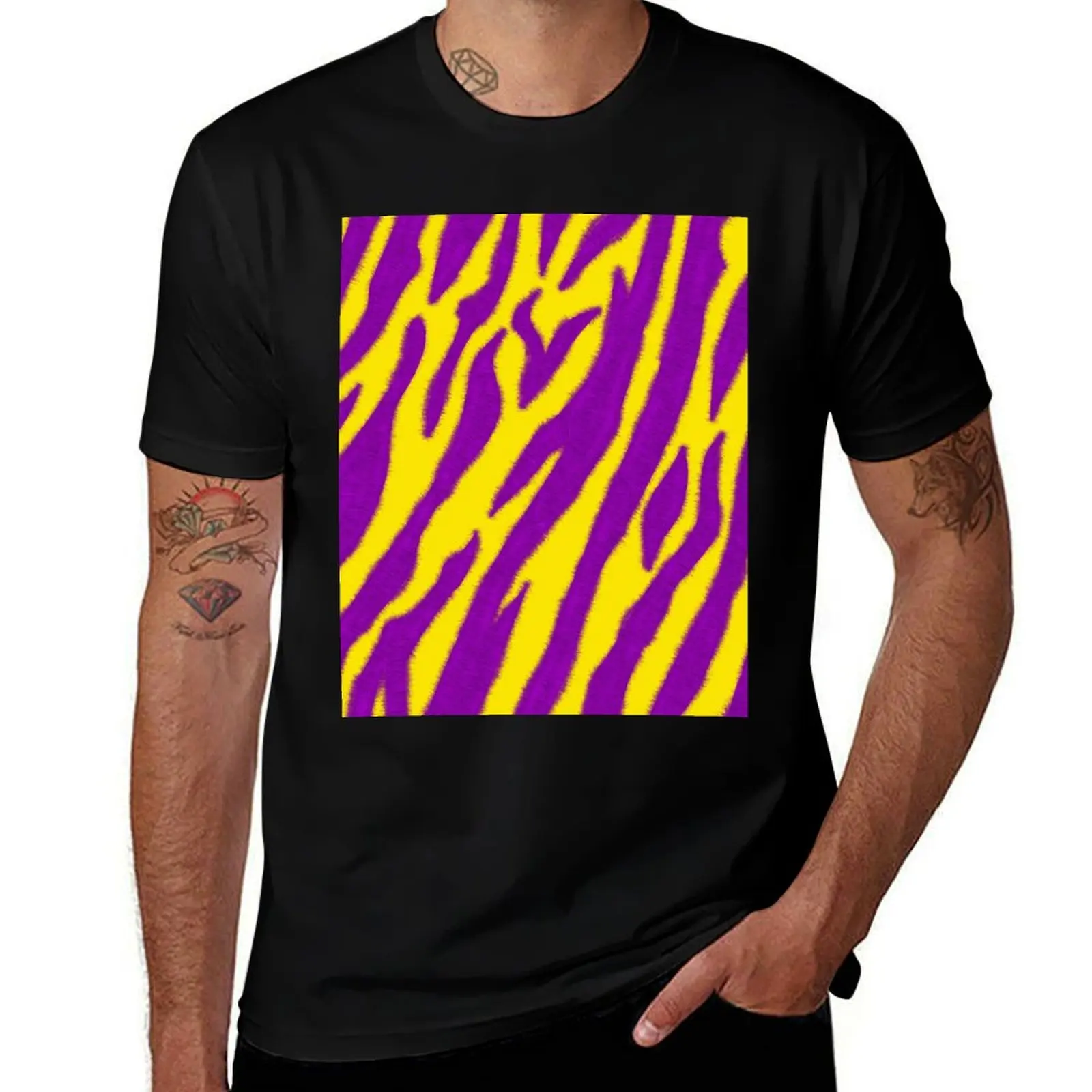 

Purple and Gold Tiger T-Shirt man t shirt graphic t shirts for man cotton funny man t shirt heavy cotton T-shirt