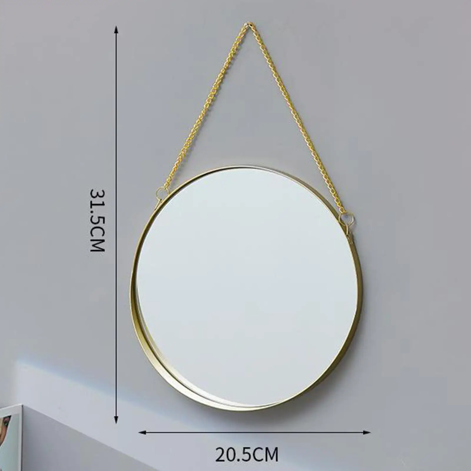 Wall mirror round wall-mounted makeup dressing room interior, gold frame images - 6