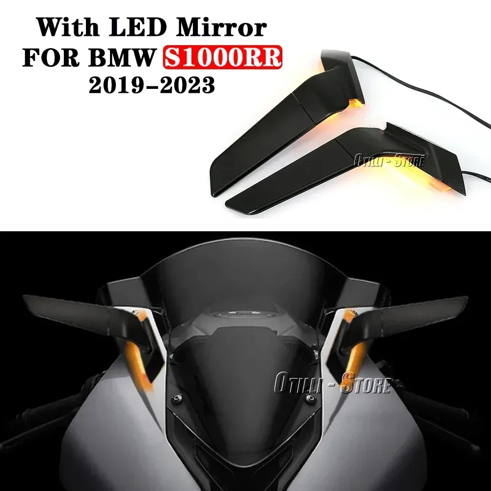 

Motorcycle With LED Turn Signal Side Rearview Mirrors For BMW S1000RR S1000 RR 2019-2023 Invisible Sports Rearview Mirror