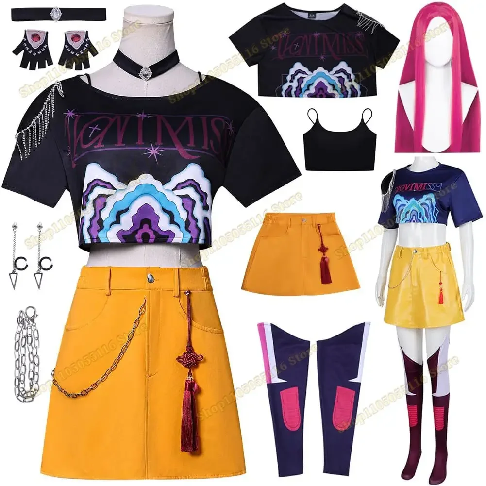 루미 조이 미라 케이팝 데몬 헌터즈 코스프레 소녀 의상 헌트릭스 그룹 아이돌 롤플레이 의상 할로윈 카니발 슈트