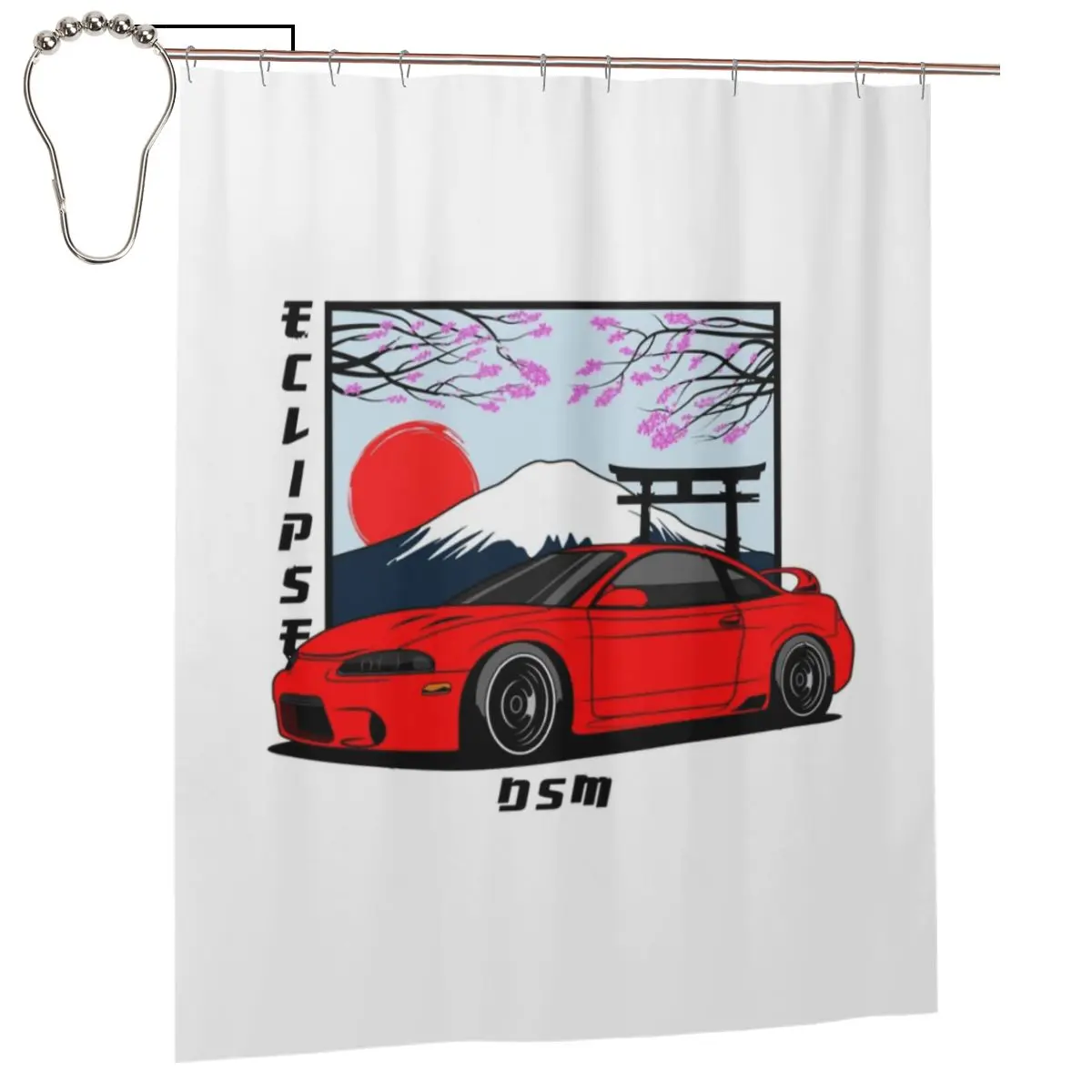 

Eclipse DSM Red Shower Curtain Bathroom Polyester Waterproof Bath Curtains with Hooks