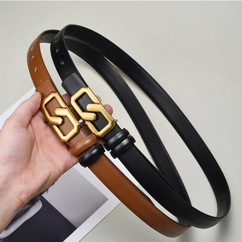 New 2024 Women Reversible Genuine Leather Belt for Dresses Pants Jeans elegant Dress Belts luxury dual-use waistband