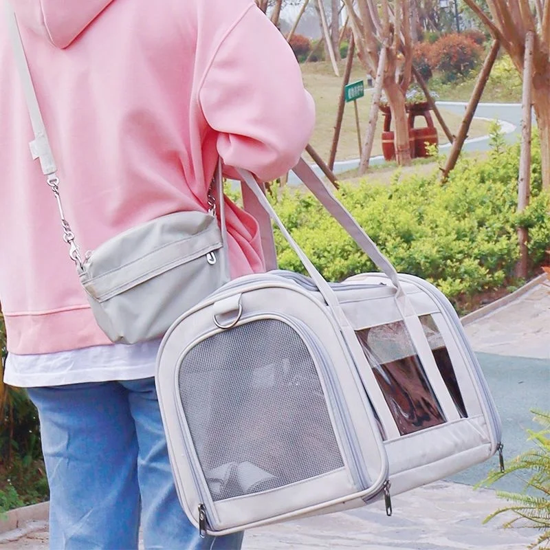 Soft Pet Carriers Portable Breathable Foldable Bag Cat Small Dog Carrier Bags With Locking Safety Zippers Outgoing Pets Handbag