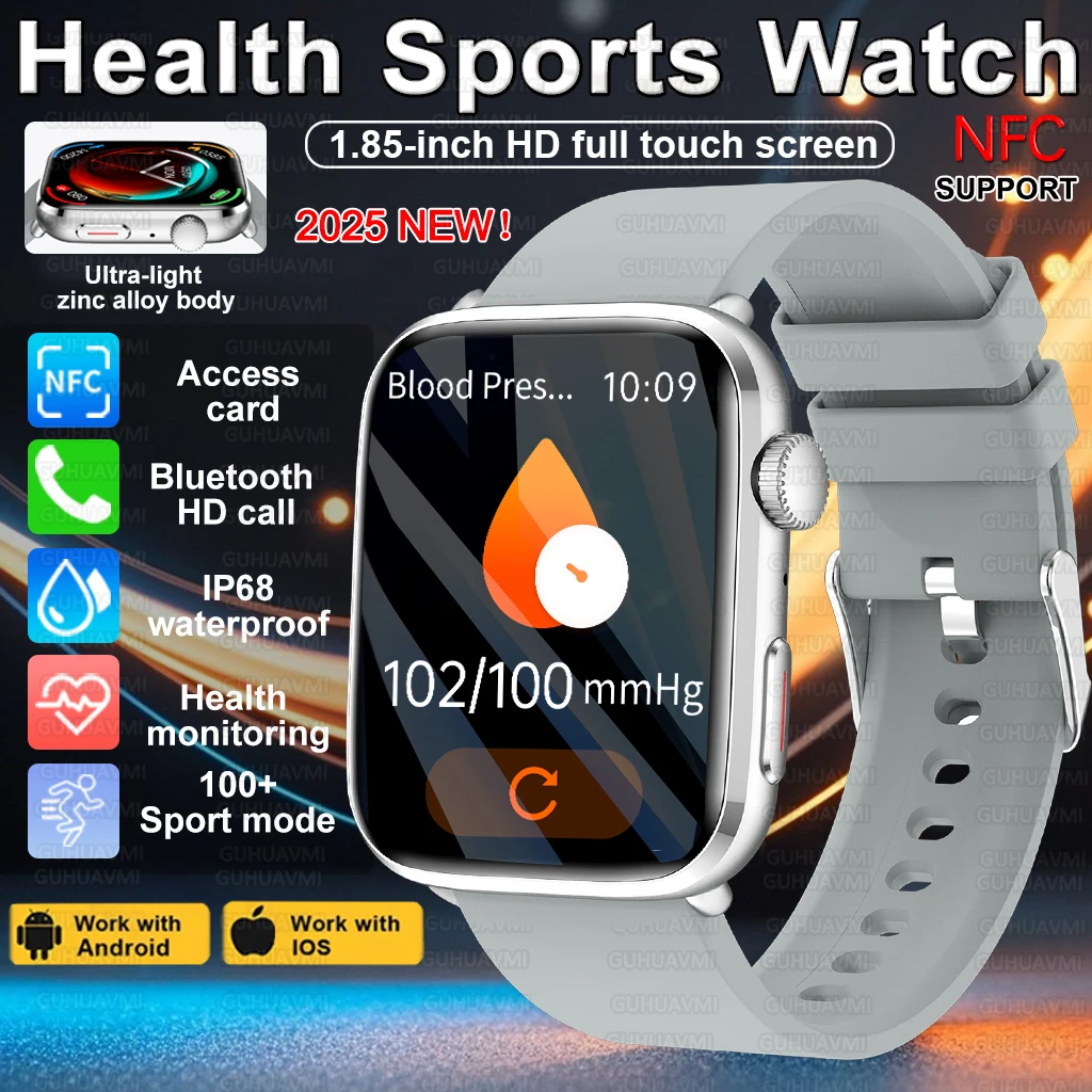 

2025 Новинка для Android FIT3 Health Смарт-часы Женские мужские Сердечный ритм Кислород в крови Артериальное давление NFC HD Вызов Спортивные умные часы