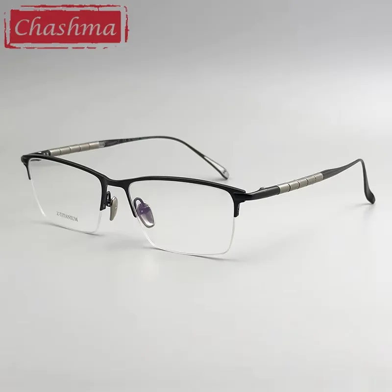 Chashma Prescription Glasses Men Elegant Pure Titanium Optical Eyeglasses Frames Top Quality Semi Rim Eyewear Male Spectacles