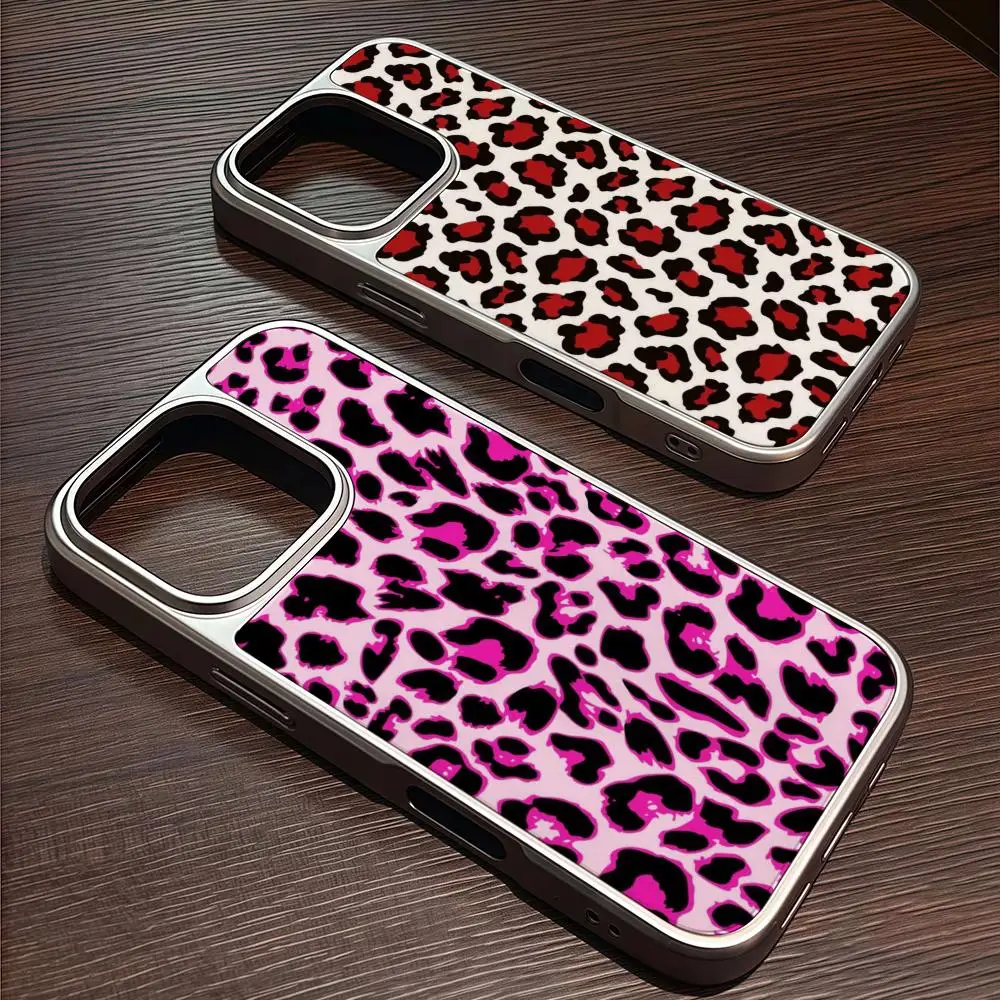 

Leopard Cheetah print Phone Case For iPhone 16 15 14 13 12 11 Pro Max Plus HD Magsafe Metal Frame Carbon Fiber Hard Shell