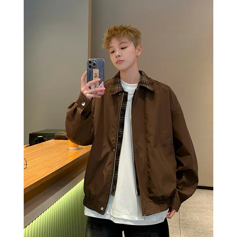 

Мужская утепленная хлопковая куртка с отложным воротником, повседневная, оверсайз, осенне-зимняя верхняя одежда, прямой крой, полиэстер