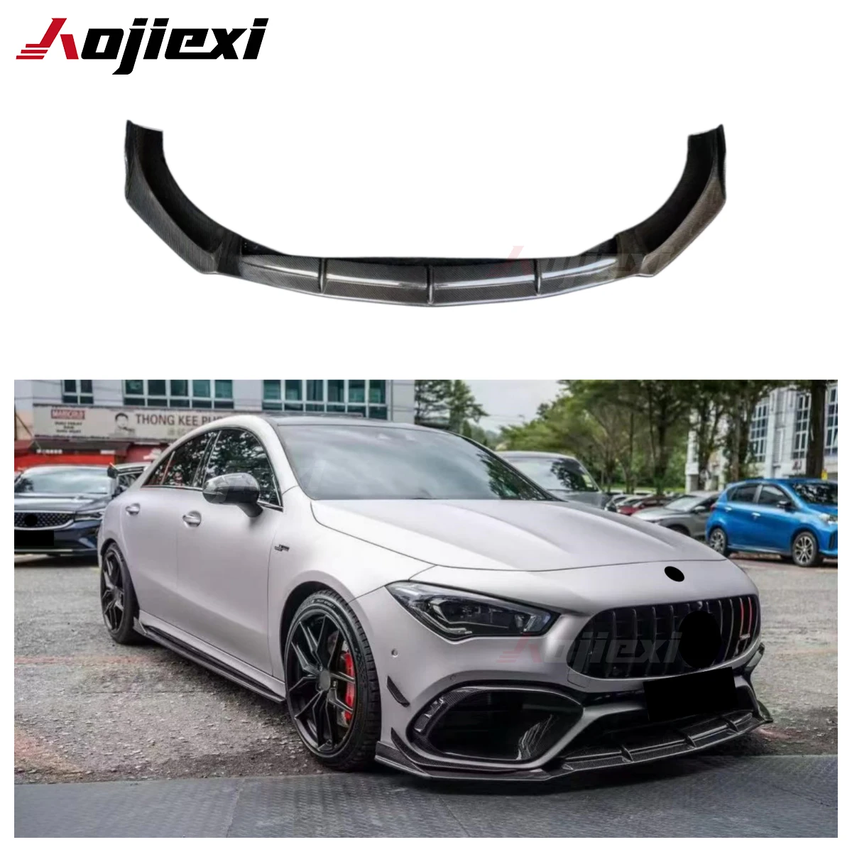 High quality FD style carbon fiber front lip for Mercedes Benz W118 C118 CLA45 AMG 2020 + Uprgde front bumper spoiler lip