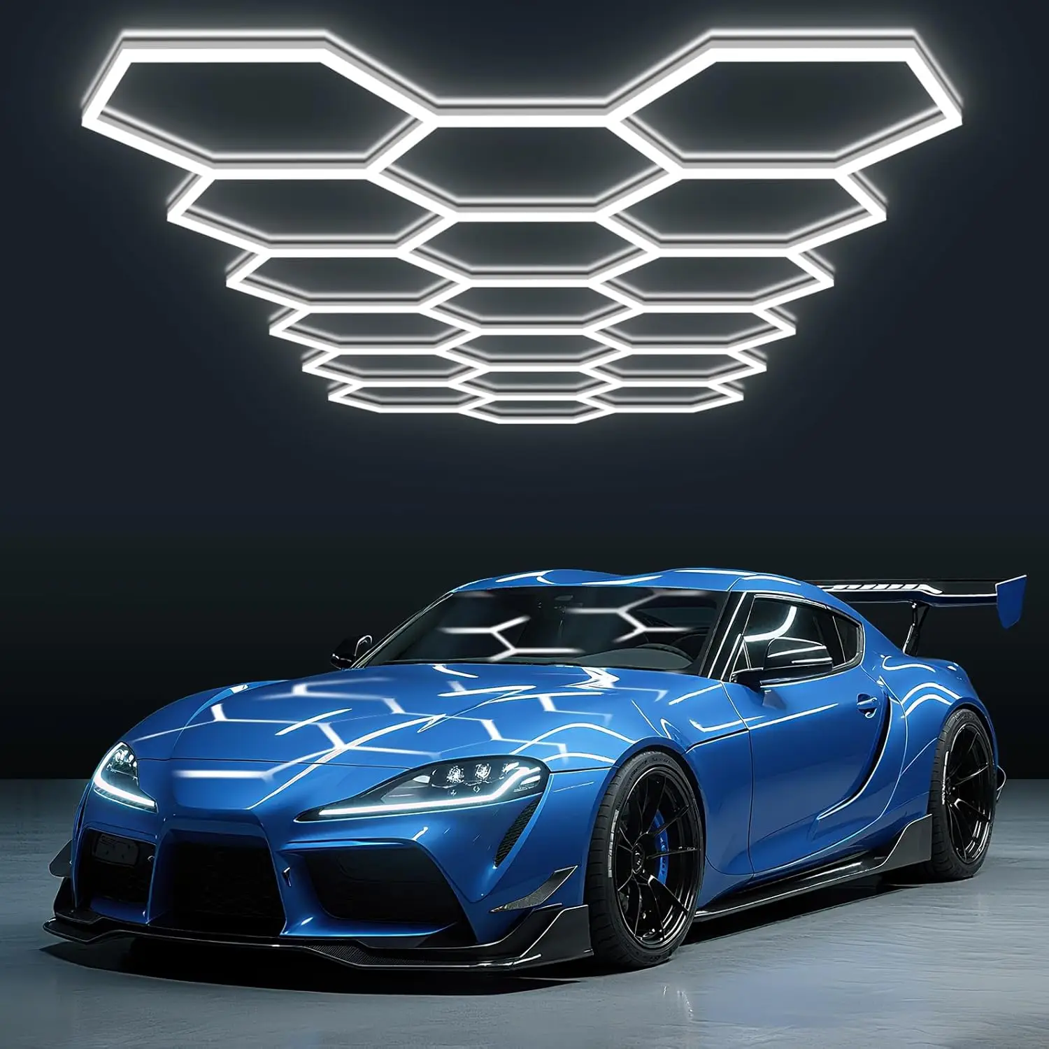 

Светодиодные светильники для гаража Hexagon, освещение для детейлинга автомобилей, 568 Вт, 68160 лм, 6500K, сверхъяркие, 18-секционные светильники-соты для систем освещения