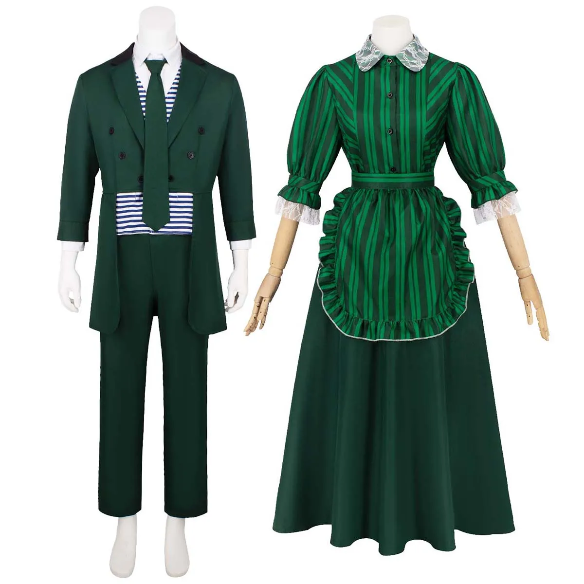 

Halloween Ghost Party Women Man Haunted Mansion Cast Member Maid Costume