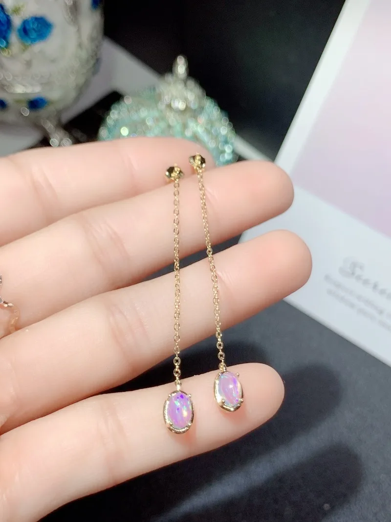 البيضاوي 4*6 مللي متر العقيق الطبيعي إسقاط أقراط للنساء 925 فضة خمر فام هدية غرامة مجوهرات حجر #2