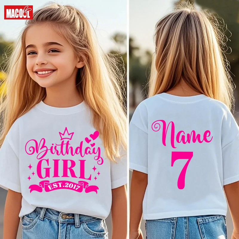 Birthday Girl Shirt 7th Girls Birthday Shirt 6th Childrens 8 9 Years Old Kids Clothes 2nd 5th 4th 3rd Birthday Shirt Custom Name