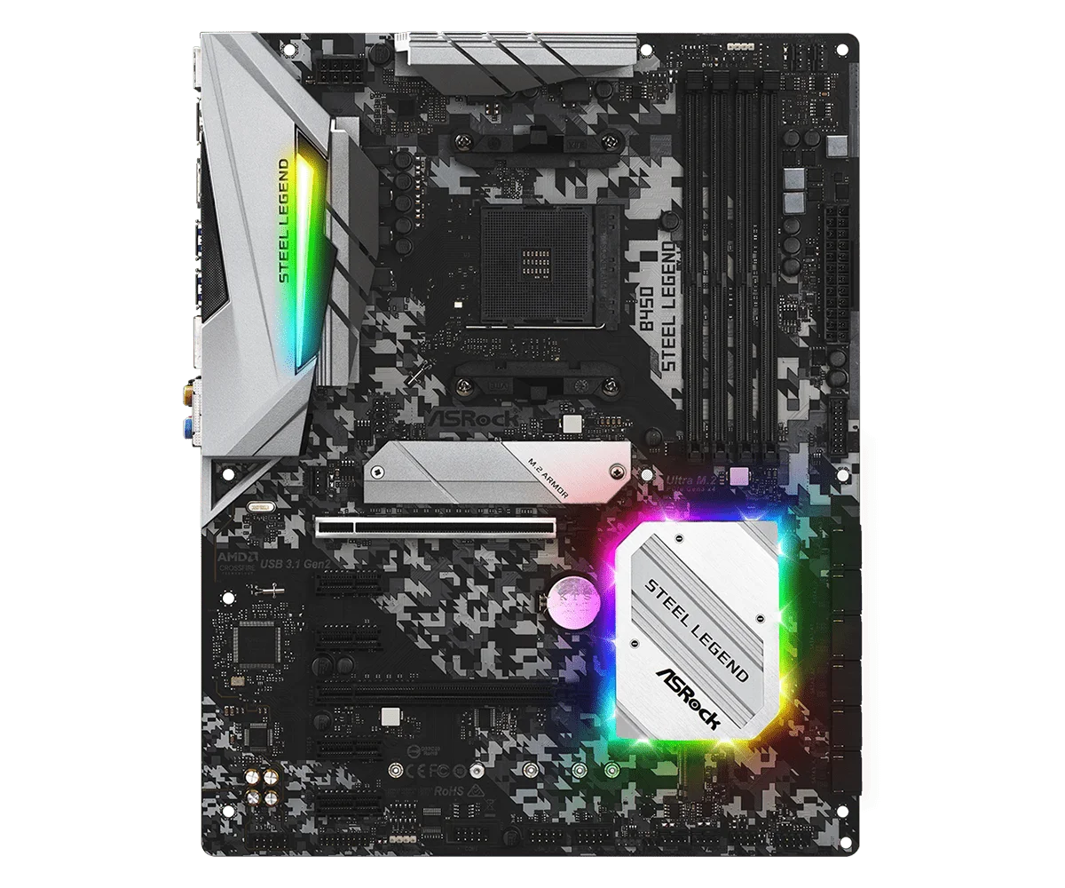 ASROCK B450 Motherboard B450 Steel Legend Socket AM4 DDR4 64GB support 5900 5600 1400  4700 4300 3500 5500 cpu M.2  ATX