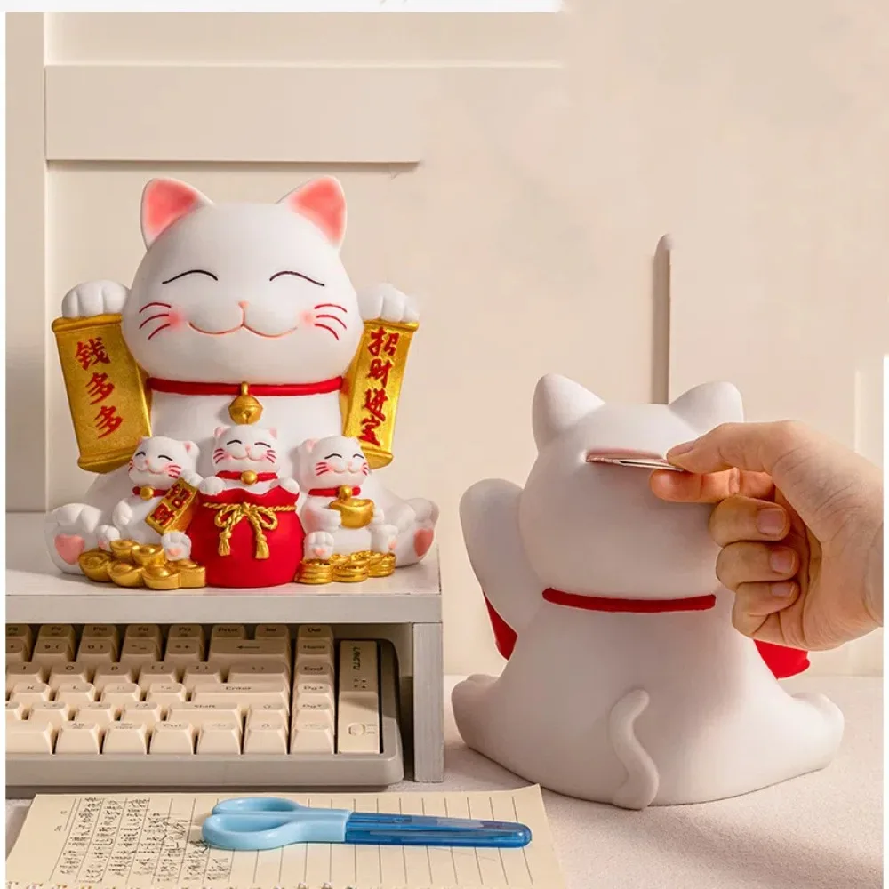 Serbatoio di risparmio Gatto fortunato Salvadanaio Decorativo apribile Ornamenti per gatti Buon simbolismo Cartone animato Scatole di denaro Decorazione regalo
