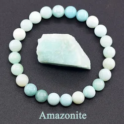 Amazonite Bead Bracelet Natural Stone Bracelet Stretch Rope Bracelet for Women Men Original Handmade Pain Relief Jewelry on Hand