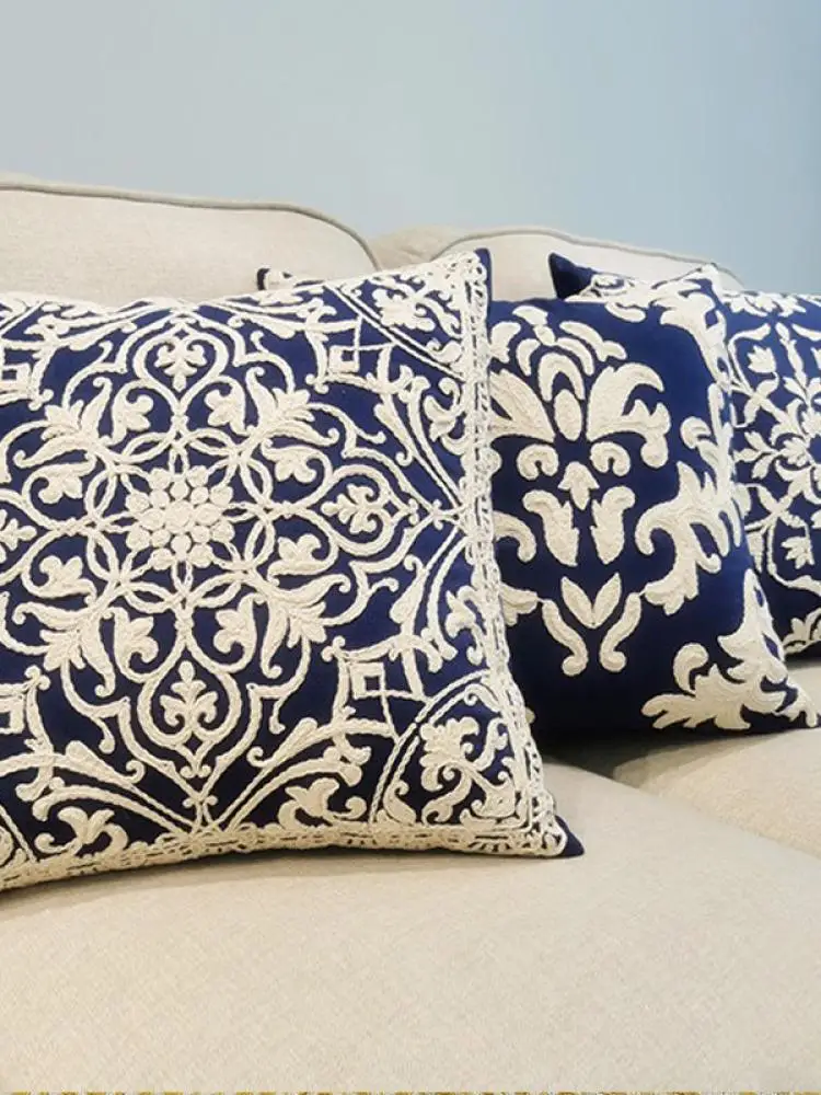 

Вышитая наволочка для отелей и дома, большая, 50x50 см, для дивана, декоративная, для гостиной, хлопок