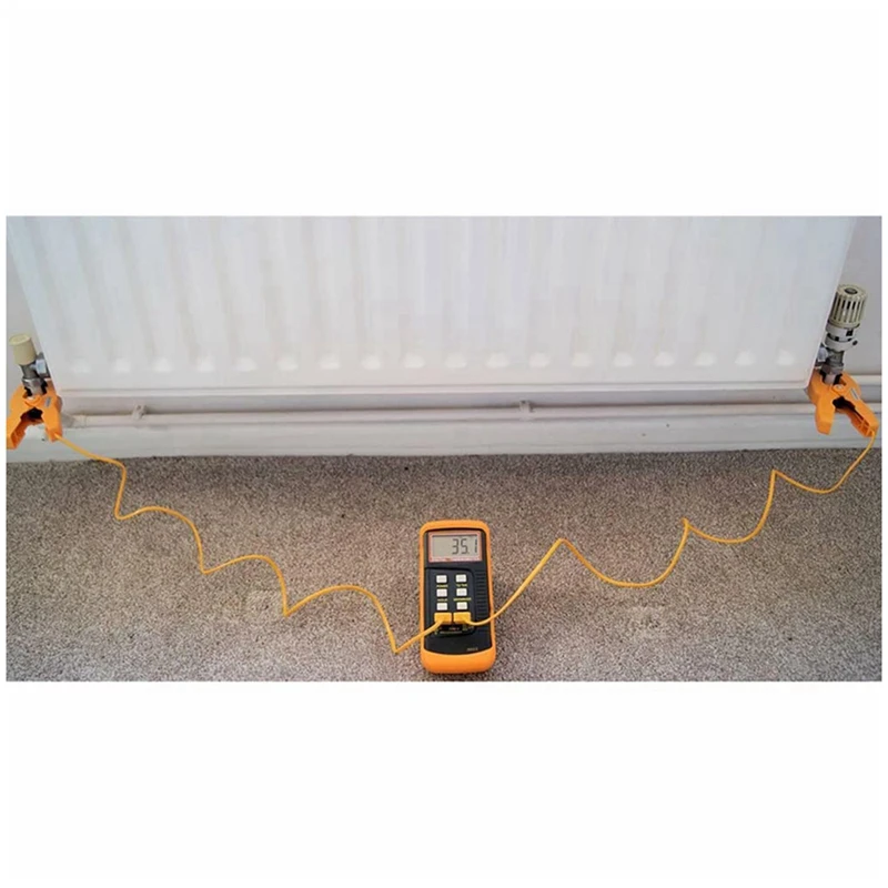 Termometer Sensor tipe K, pengukur suhu Digital 2 penjepit pipa termometer dan 2 probe Sensor