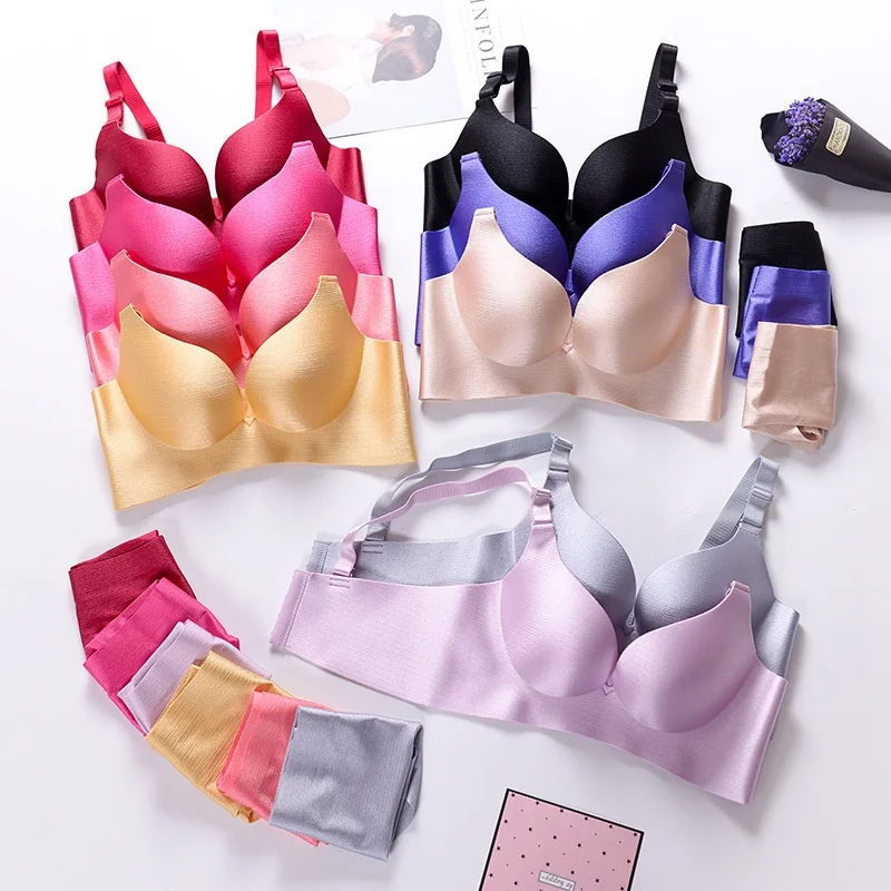 One-Piece Horizontal Brushed Small Chest Push up Girl Seamless Wireless Women's Underwear Adjusting Bra Sexy Bra