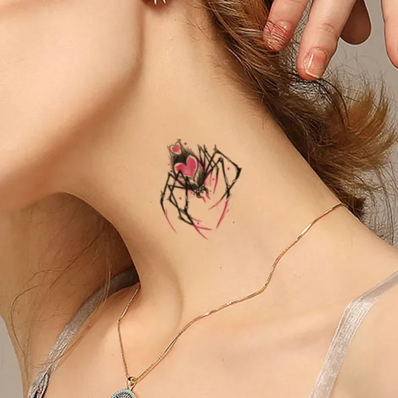 

Татуировки-наклейки Паук Скорпион в форме сердца Паутина Временная поддельная татуировка Водонепроницаемая татуировка Шея Рука Живот Маленький размер для женщин