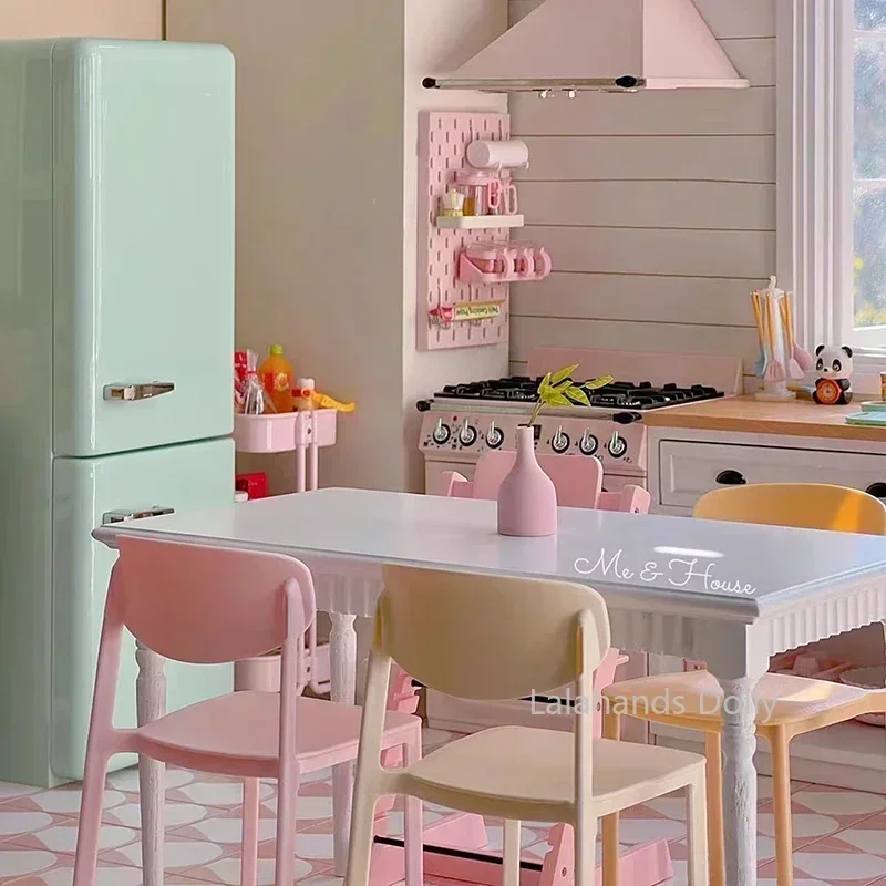 Dollhouse Miniature Kitchen Furniture Decoration Items Two-door Refrigerator/appliances Supermarket Furniture Accessories