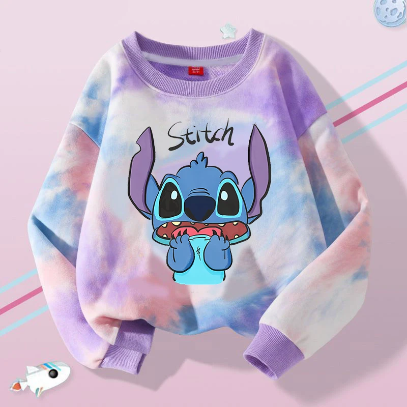 Kawaii Lilo Stitch Children Sweatshirt Cute Disney Cartoon Printed Sweatshirt Boys Girls Casual Sports Tops Baby Autumn Clothes