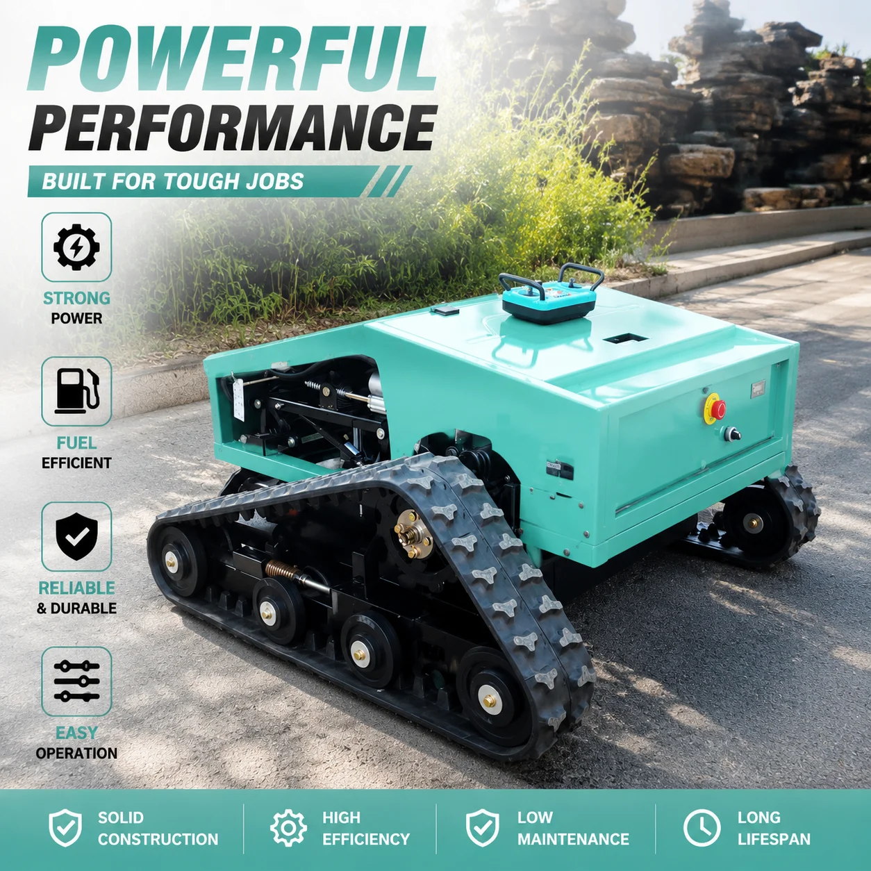 Hb800 Remote Crawler Mower 800mm Brush Cutter High Efficiency Lawn Mower for Steep Slope Grass Cutting