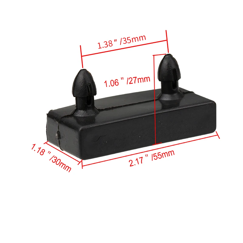 Supports en plastique pour lattes de lit, capuchons de fixation, extrémités centrales, 2 broches de remplacement sur les côtés, 55mm, noir