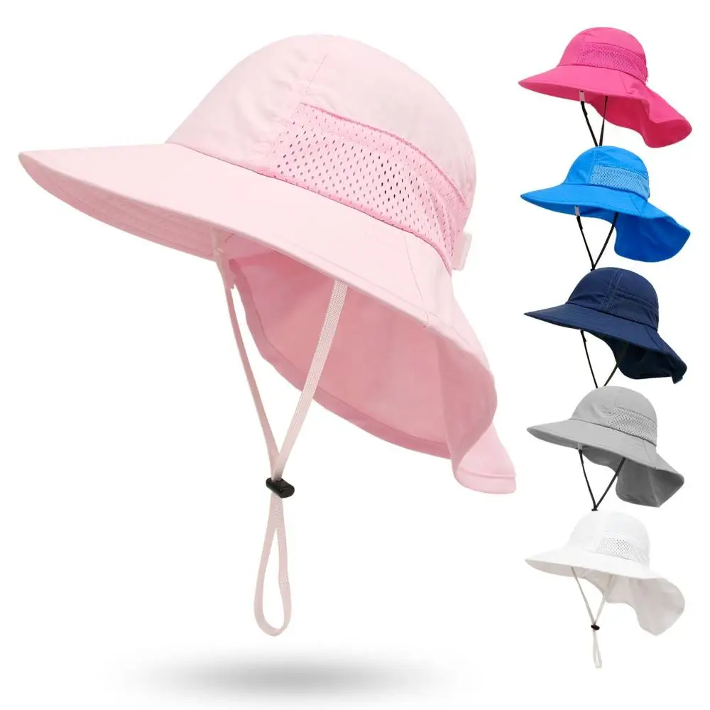 

Outdoor Breathable Adjustable Beach Hat with Neck Flap Sun Protection Hat Beach Play Hat Kids Sun Hat