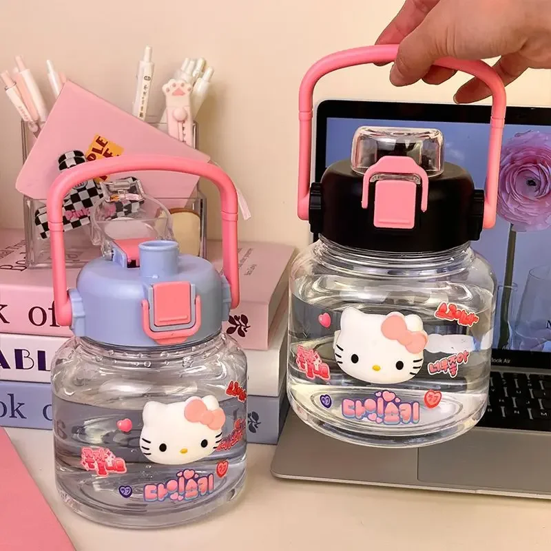 

Sanrio Hello Kitty Thermos Cup 316 Large Capacity Portable Cute Three-dimensional Push Type Leak Proof Folding Straw New Hot 24