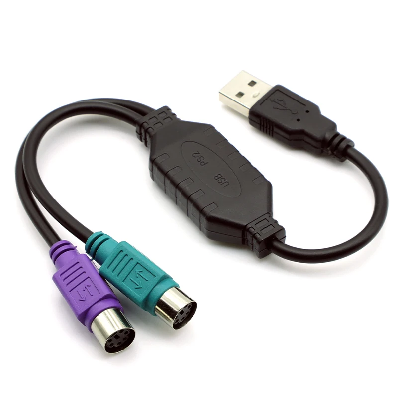 1Pcs USB Male to Dual PS2 Female Cable Adapter Converter USB to Two PS/2 Use For Keyboard Mouse Computer Accessories