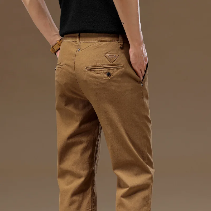 2024 New Men's Casual Pants Autumn High-End Business Loose Straight All-Matching Tooling Cotton Trousers