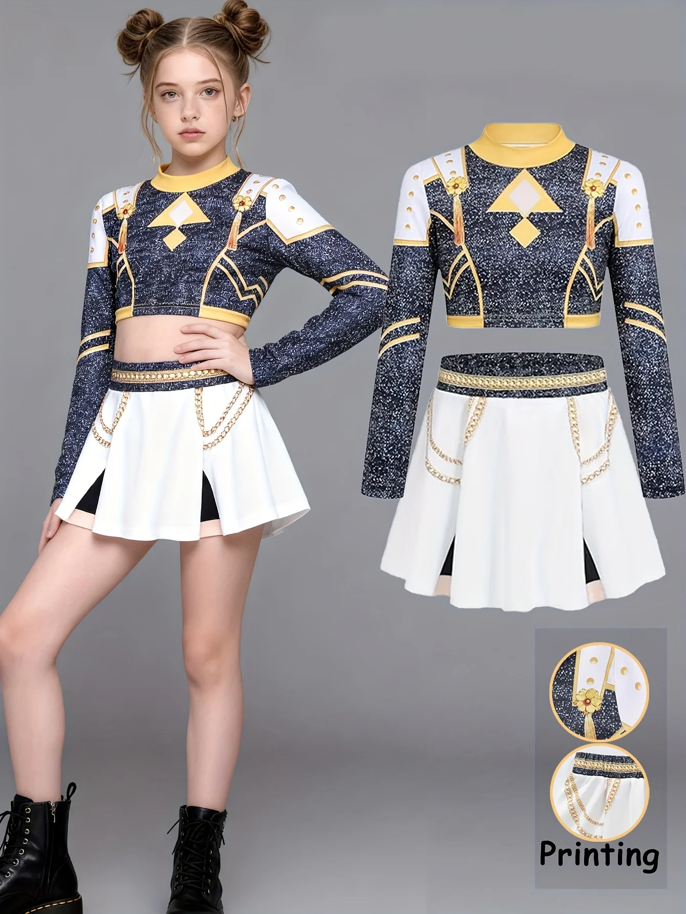 Girls' Clothing: Girls' Party Skirt Set, Halloween Christmas Party Skirt Set, Girls' Pullover and Skirt 2-Piece Set, Suitable for Spring, Autumn, and Winter, Suitable for Girls under 12 Years Old