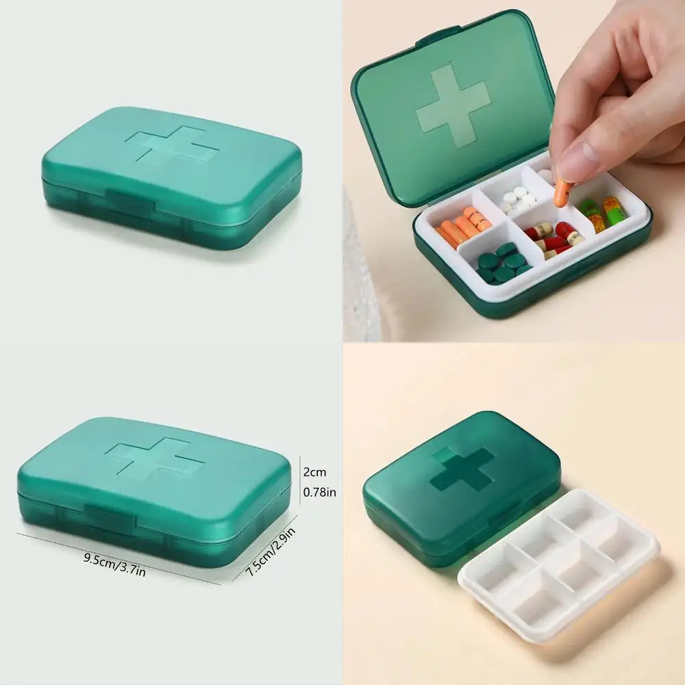 Travel Pill Organizer with 6-Grid, Compact Moisture-Proof Pill Box, Portable Daily Pill Case for Vitamins and Medicine