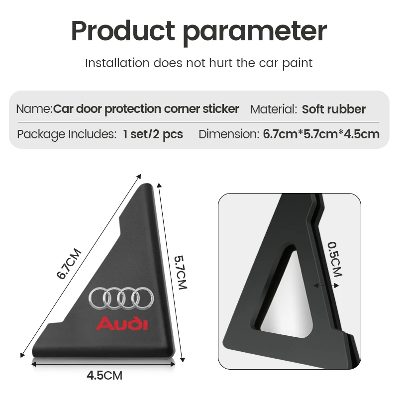 2Pcs Silicone Car Door Corner Cover Anti-Scratch Protection Stickers For Audi A4 A3 A5 A6 A1 A7 A8 Q2 Q3 Q5 Q7 Q8 RS S Line RS