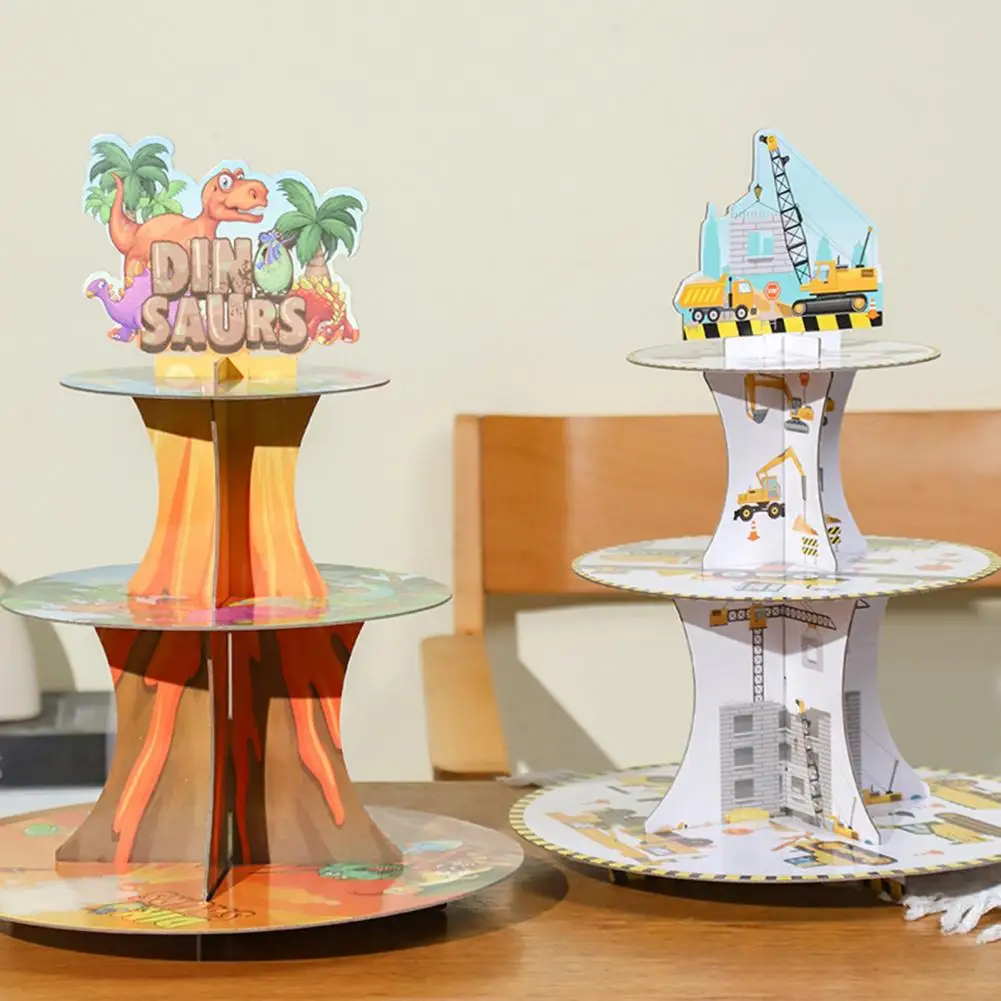 1 Set Eco-friendly Cupcake Holder Architectural/Animal Display One-Time Boys Girls Birthday Party Cake Stand