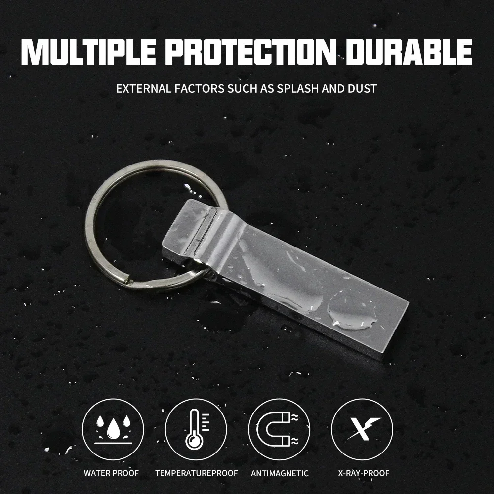 Mini unidad Flash USB de Metal, 128GB, llavero gratis, memoria Stick, regalo de negocios, Pen Drive 64GB, colgante gris plateado, 32GB, resistente al agua