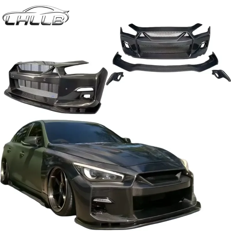 for Infiniti Q50 High Quality Carbon Fiber Front Bumper Customizable Forged Ballistic Weave Twill Weave