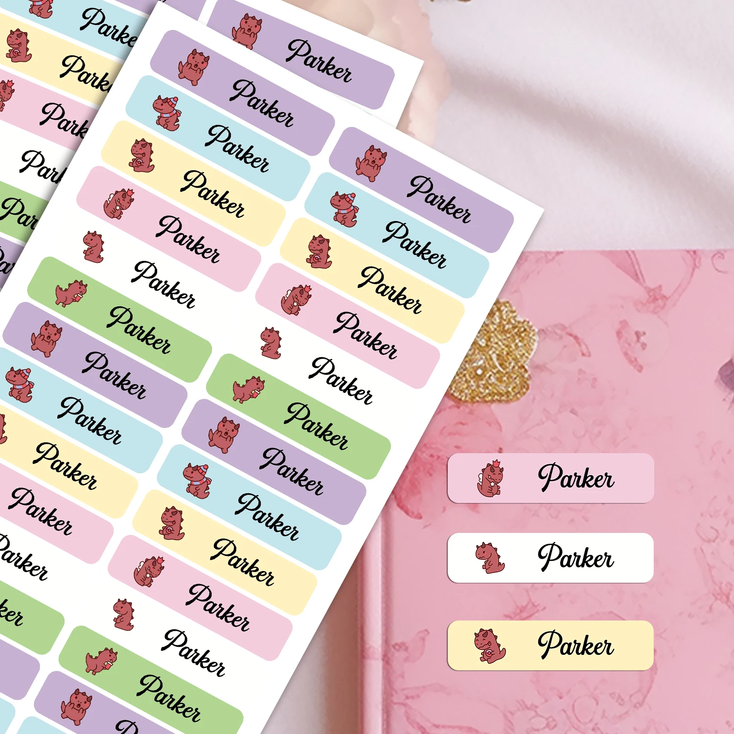 42/84pcs Cartoon fire dragon Personalized Bottom Stickers Customized Tag Pencil Label Cup Stickers Perfect For School,Home