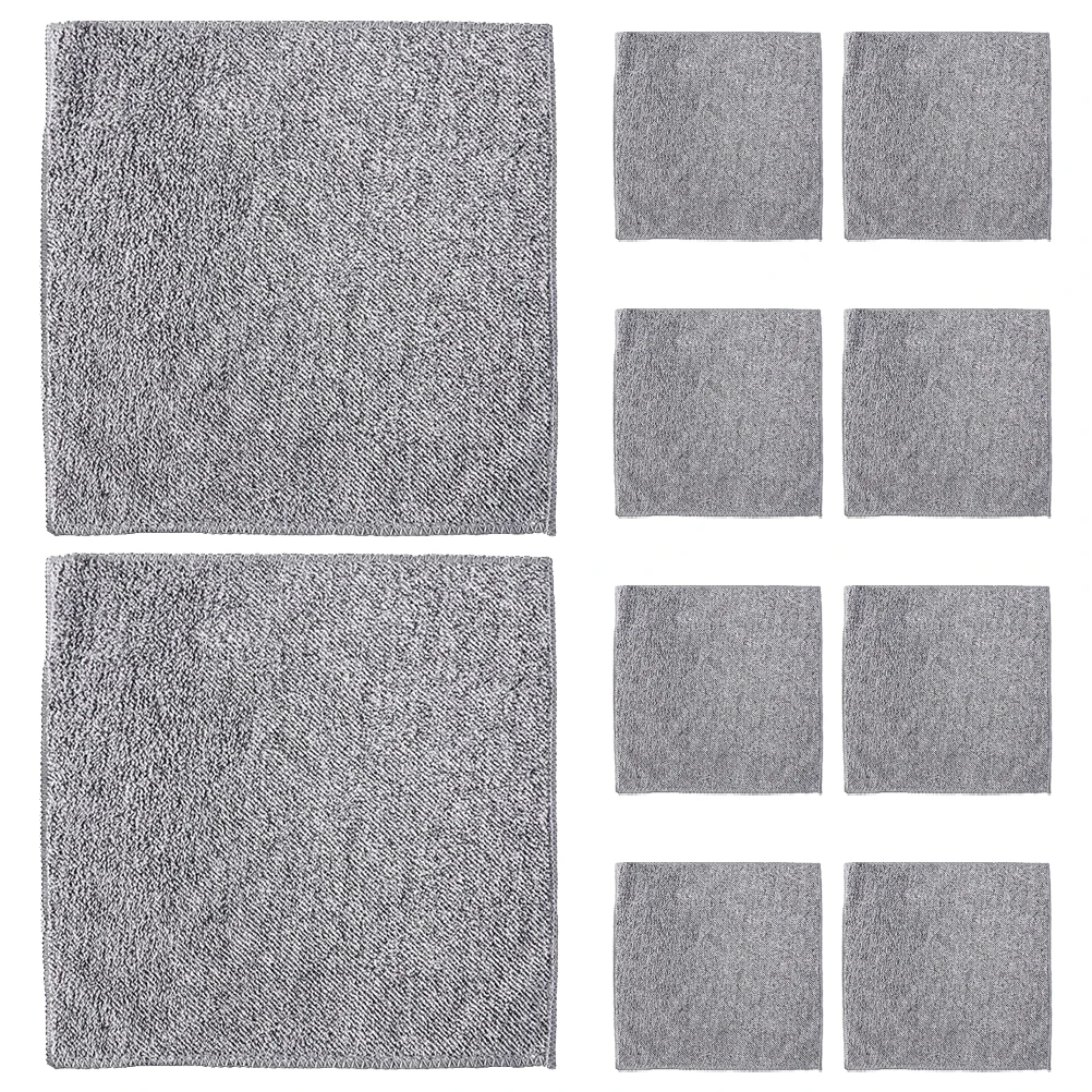 

10pcs Grey Fiber Dishwashing Cloth Washcloths Oil Removing Kitchen Scrubbers Pan Towel Cleaning Cloth