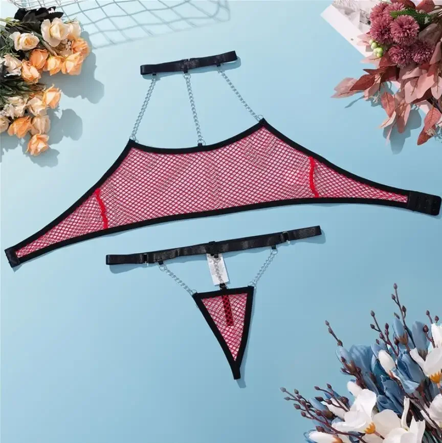 Ensemble de soutien-gorge en maille pour femmes, culotte Sexy + slip, ensemble de sous-vêtements érotiques, sous-vêtements érotiques de tous les jours, ensemble de Lingerie Sexy