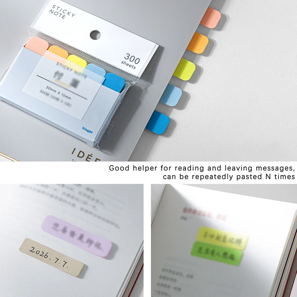 300/360 Sheets macaron color index stickers, artistic multi-color sticky notes, file pagination labels, book tags