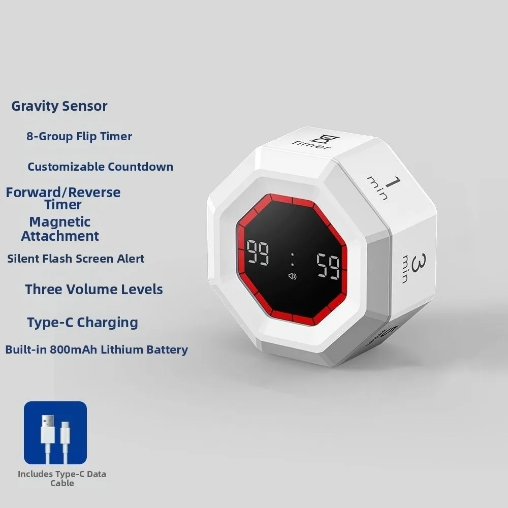 Mini Magnetic Gravity Sensor Timer Smart Visual Flip Timer Clock LED Display Productivity Flip Cube Timer Time Countdown