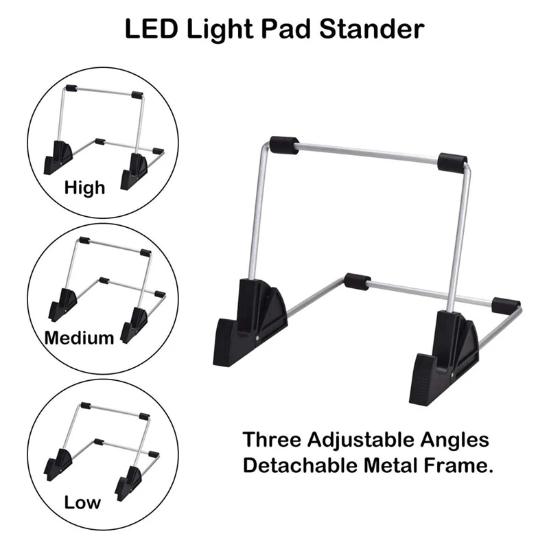 وسادة إضاءة LED مقاس A4 للرسم الماسي، مجموعة لوحة إضاءة فائقة السطوع تعمل بمنفذ USB مع حامل قابل للفصل ومشبك وسادة سوداء