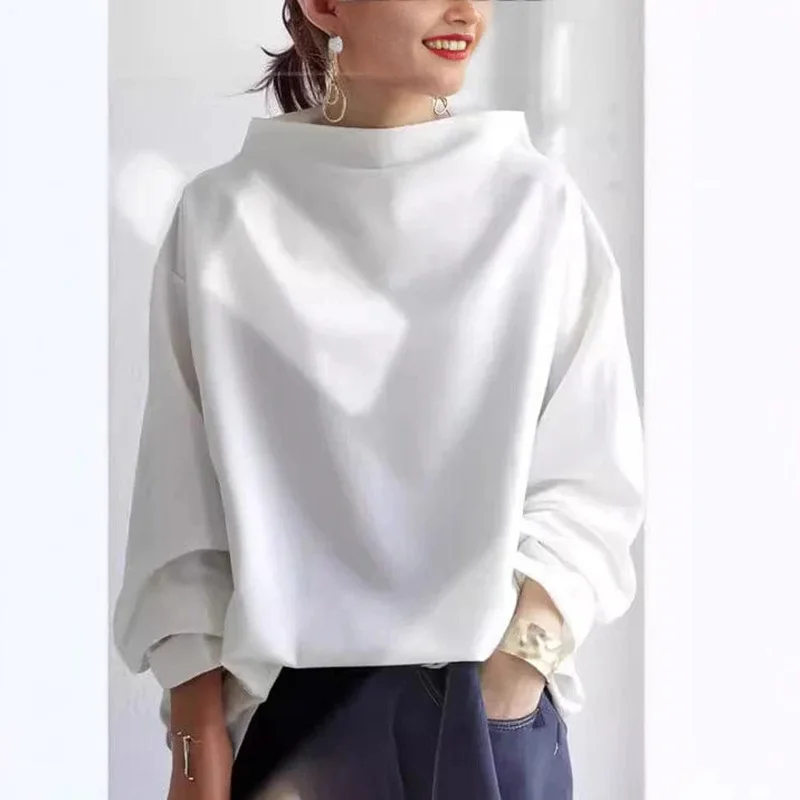 Hoodies women 2026 casual New casual Spring autumn velvet hoodie long sleeve high neck loose top women's clothing